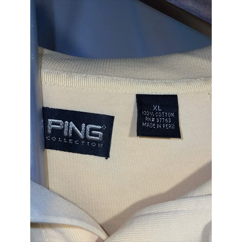 Men's PING Collection Light‎ Yellow Collared Golf Polo Shirt Size XL